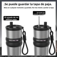 Botella De Agua Aislada Al Vacío De Acero Inoxidable Con Taza Y Tiras De Mordaza a Prueba De Fugas Para Bebidas Calientes Y Frías Portátil Para Viajes Y Deportes - details 4