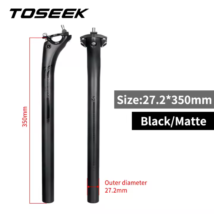 TOSEEK Carbon Seatpost 27.2/30.8/31.6mm Matte Black MTB/Road Bike Seat Post Length 400mm Seat Tube Bicycle Parts - 1