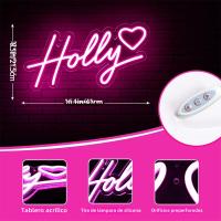 Gran Signo Neón Holly Personalizable Para Habitación De Niños Decoración De Fiesta De Cumpleaños Luz Neón LED Para Habitación De Niños - details 2