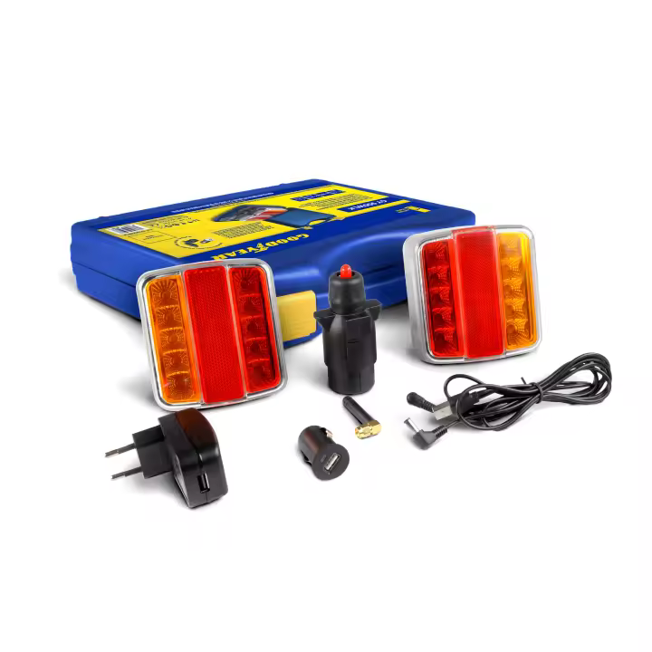 Goodyear Kit Luces Traseras LED Inalámbricas para Remolque 12V – Bluetooth, Fijación Magnética, IP67, 4 Funciones (Posición, Freno, Intermitentes, Matrícula), Autonomía 10h - 1