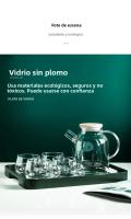 Tetera De Vidrio Resistente Al Calor 1.8/1L Transparente Con Cubierta De Madera Y Filtro Removible VIE LENTE Herramienta Para El Hogar - details 2