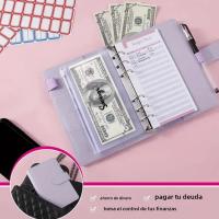 Cuaderno De Presupuesto PU Cuero Pequeño Organizador De Ahorro De Dinero Con Bolsillos Y Envolventes Para Dinero A6 Planificador - details 2