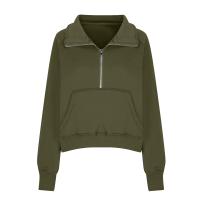 Nueva Sudadera De Mujer Con Capucha Cuello Erguido Otoño Invierno Color Sólido Fleece Manga Larga Bolsillos Cierre Media Pullover Suave - details 38