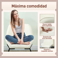 HOMCOM Butaca de Salón Moderna Sillón Lectura con Asiento Ancho y Acolchado Tapizado en Terciopelo Patas de Metal Sillón para Salón Sala de Estar Dormitorio - details 3