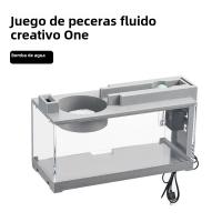 Acuario De Escritorio Micro Paisaje Silencioso Con Flujo De Agua Filtro De Estilo De Piedra Imitada Para Decoración Del Hogar - details 15