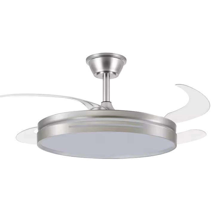 FABRILAMP ABRILA ALTA GAMA Ventilador DC 59w Micenas Blanco 4 Aspas Transp. 106d 6 Veloc. 6980lm 3 Colores Control remoto, Regulables intensidad, Memoria Y Temporiz.26 Incluye mando a distancia y dos tijas de 10 y 25 centímetro CALIDAD DE CONFIANZA - 1