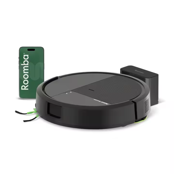 Robot aspirador y friegasuelos Roomba® 115 Combo con 15.000 Pascales, ClearView LiDAR y fregado SmartScrub, Negro - 1