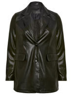 Chaqueta De Cuero PU De Talla Grande Con Botones Y Cuello En V Casual Para Mujer Manga Larga Estilo Suelto De Primavera Otoño Invierno - details 3