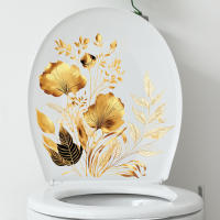Pegatinas Creativas De Flor Dorada Para Baño Adhesivas Para Puerta Y Pared De Baño Decorativas Vinilo Decales Para Lavabo - details 7