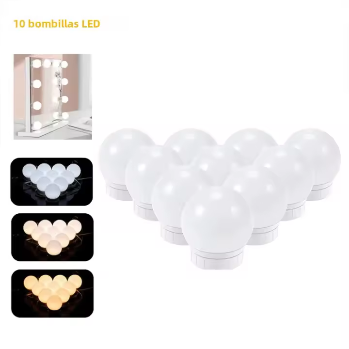 Espejo De Maquillaje LED Con Luz USB Para Vestíbulo Iluminación Ajustable Para Mesa De Vestir Y Baño Lámpara De Pared Incluye Bombilla - 1