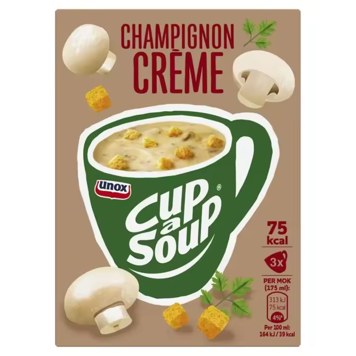 Unox Cup-a-Soup Crema de Champiñones – Sopa Instantánea – Pack 9x175ml - 1
