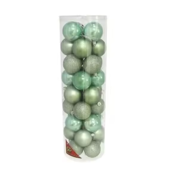 Gerimport Tubo con 36 Bolas de Navidad Color Verde – Esferas Decorativas para Árbol Navideño - 1
