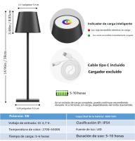 Lámpara De Escritorio LED Moderna Multicolor Recargable Sin Cable Para Estudio Y Oficina Lámpara De Noche Táctil Para Habitación - details 10