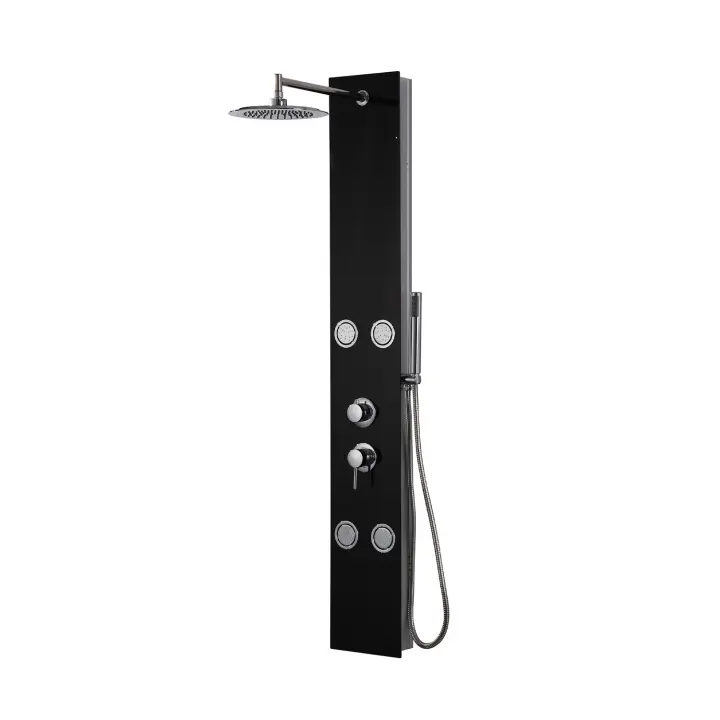 Columna Hidromasaje Cristal Negro 4 Rociadores Grandes Modelo Huelva - 1