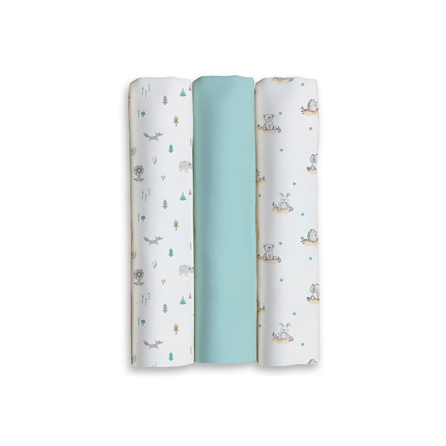 Pack 3 gasas / muselinas bebé Interbaby – 100% algodón, suaves y transpirables, diseños variados selva