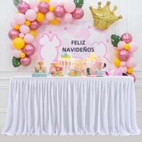 Decoración De Fiesta En Encaje Satinado De Circunferencia Para Mesa Cumpleaños Boda Conferencia Faldón De Mesa Impermeable - details 1