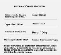 Botella De Agua Para Bicicleta BOLANY 610ML Protección Contra El Calor Y El Hielo Capa Doble Equipo De Ciclismo Copa Para Exterior PP5 - details 1