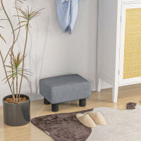 HOMCOM Reposapiés de Salón Taburete Bajo Tapizado en Lino Otomana Rectangular con Estructura de Madera para Sala de Estar Dormitorio Gris - details 1