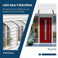 Outsunny Tejadillo de Protección Marquesina para Puertas y Ventanas contra Sol y Lluvia con Paneles de Policarbonato Barras de Aleación de Aluminio Transparente - details 8