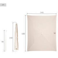 Aktive - Sombrilla terraza rectangular 180x145 cm beige, 4 varillas, mástil inclinable, protección UV30, estructura de acero estable y resistente, ideal para balcones, terrazas y jardines, ligera y fácil de almacenar - details 3