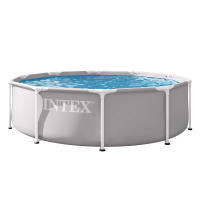 INTEX - Piscina desmontable redonda, modelo Prism Frame de hasta 4 metros de diámetro, con y sin depuradora, color gris, lona tricapa PVC-poliéster, interior efecto gresite, +6 años, montaje 30 minutos, piscinas desmontables, piscinas familiares - details 9