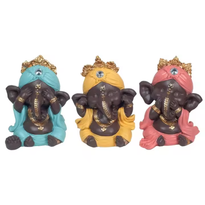 SIGNES GRIMALT Figuras Budas Ganesh No Veo No Oigo No Hablo 3 Unidades Colección Oriental - 1