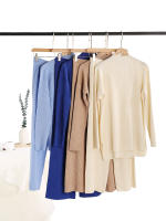 Conjunto De Ropa De Invierno Para Mujer REALEFT 2 Piezas Suéter De Cuello Medio Y Pantalones De Pista Tejidos De Alta Estiramiento Estilo Oficina Lady - details 0