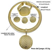 Juego De Joyas Liffly Para Mujer En Color Dorado Estilo Clásico Collar Colgante Pulsera Y Pendientes Para Boda Y Fiestas - details 0