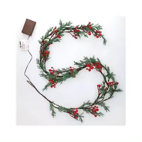 GSC Evolution Guirnalda LED Ramas y Bayas Rojas 1,5M Luz Cálida - 1