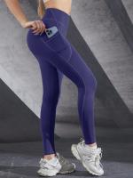 Leggings De Cintura Alta Para Mujer Con Bolsillos Yoga Fitness Running Sportswear De Color Sólido Estilo Elegante Y Cómodo - details 14