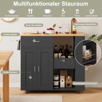 Carrito de isla de cocina Superaly negro con ruedas con estante y cajones, encimera de cocina, isla de cocina independiente, mesa rodante, para sala de estar, muebles de comedor - details 0