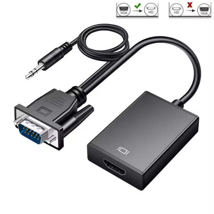 Adaptador De Cable VGA a HDMI Compatible 1080P Splitter De Audio Y Suministro De Energía Para PC Laptop Proyector - 1