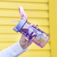 Botella De Agua Para Niños De 600ml Con Taza Y Pajita Portátil Para Viajes Deporte Y Fitness Material Plástico Reutilizable - details 3
