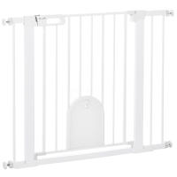 PawHut Barrera de Seguridad para Perros Mascotas 75-103 cm para Escaleras y Puertas con 2 Extensiones Cierre Automático y Sistema de Doble Bloqueo Blanco - details 0