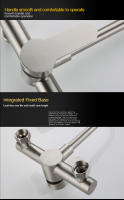 Grifo giratorio De acero inoxidable para cocina, grifería De doble orificio para montaje en pared, frío y caliente, para balcón - details 3