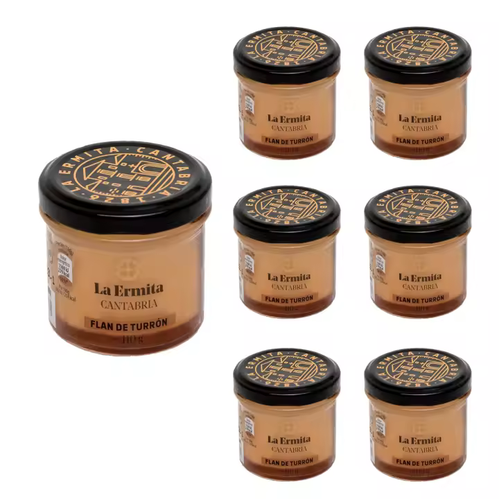 LA ERMITA Flan de Turrón, Postre Artesano con Leche Entera, Huevo y Almendra, 100% Natural, Sin Gluten, 110 g - 1