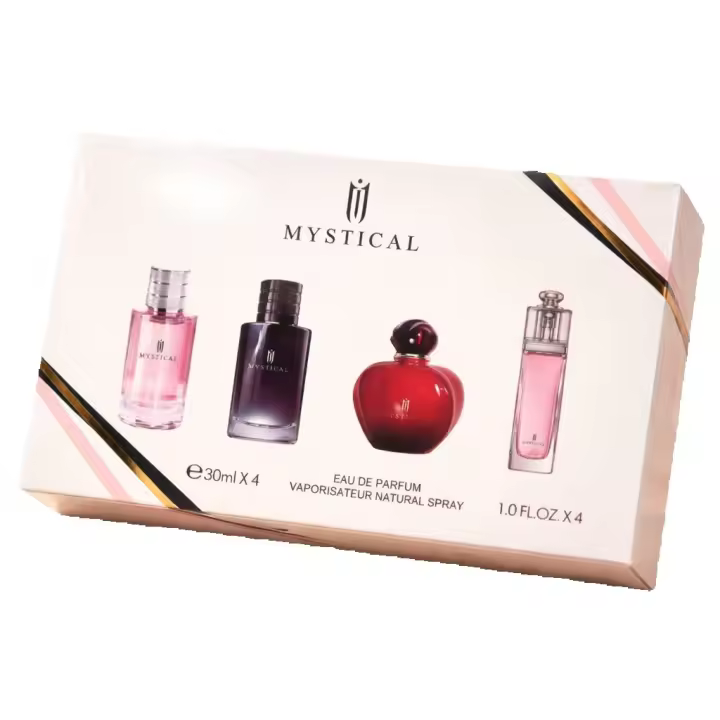Set Perfumes Mujer Mystical Eau de Parfum 30ml x4 Fragancias Femeninas Variadas Larga Duración Vaporizador Natural Spray Estuche Regalo Elegante Mini Perfumes Viaje Uso Diario 120ml Total - 1