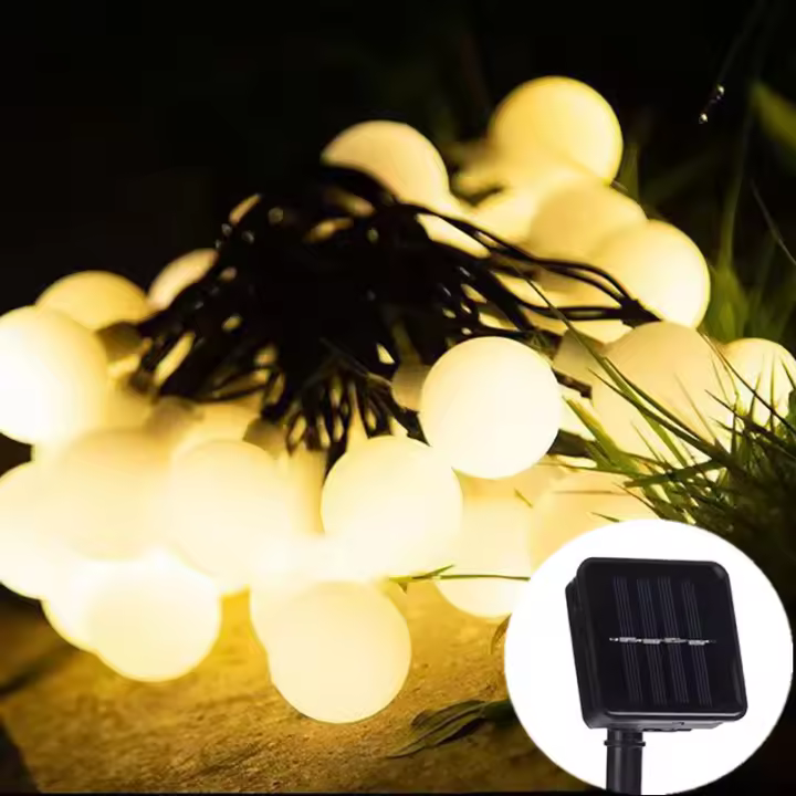 Luces De Cadena Solar Para Exterior 20/50/100LED Globos Redondos Para Jardín Patio Fiesta Navidad Decoración Incluye Batería IP66 Impermeable - 1