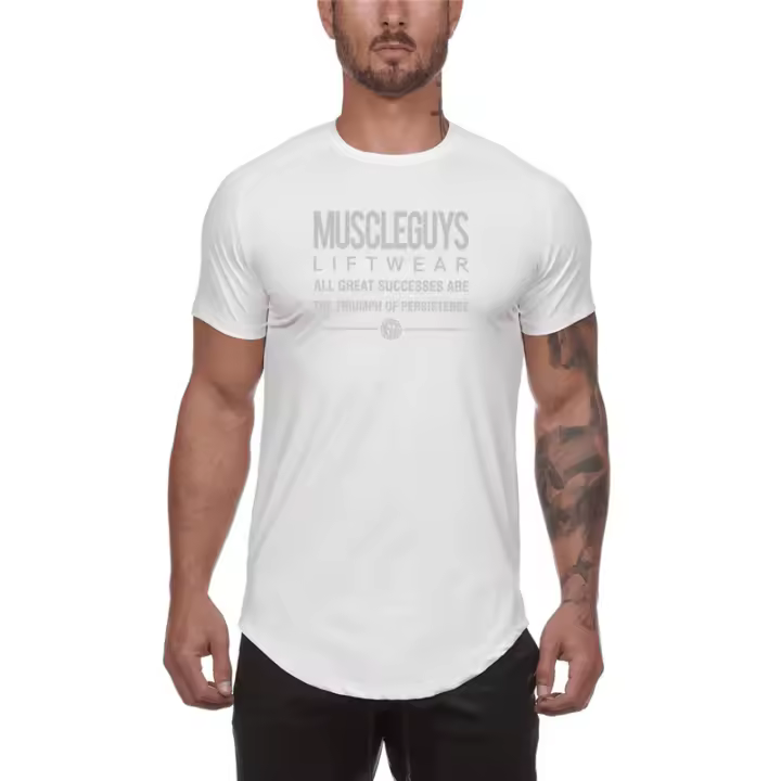 Gym Muscle Fitness Clothes Men Short Sleeved Quick-Dry Training Exercise Slim Fit Shirt Summer Casual Sport Bodybuilding T-Shirt - 1