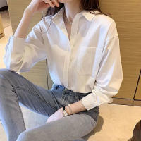 Blusa Blanca Para Mujer Xpqbb 2024 Manga Larga Cuello En V Casual Suéter De Solapa Blanca Abrigo De Verano De Primavera Otoño - details 2