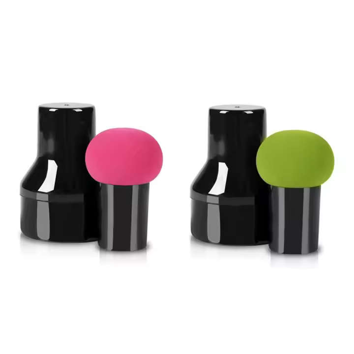 2Pcs Esponja de Maquillaje Maquillaje de Mezcla de Polvo de Esponja de Hojaldre de Setas Facial Fundación Esponjas de Maquillaje Herramientas con Mango de Caso para el Líquido de la Fundación Cremas y Polvos - 1