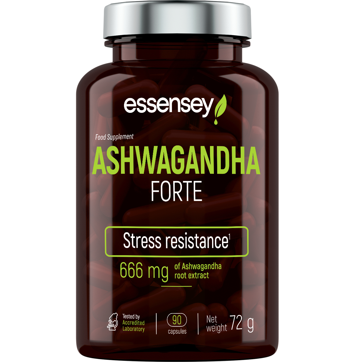 Ashwagandha Forte - Alta Potencia – Antiestrés y Vitalidad | 90 Cápsulas ESSENSEY | Suplemento Natural para Deportistas