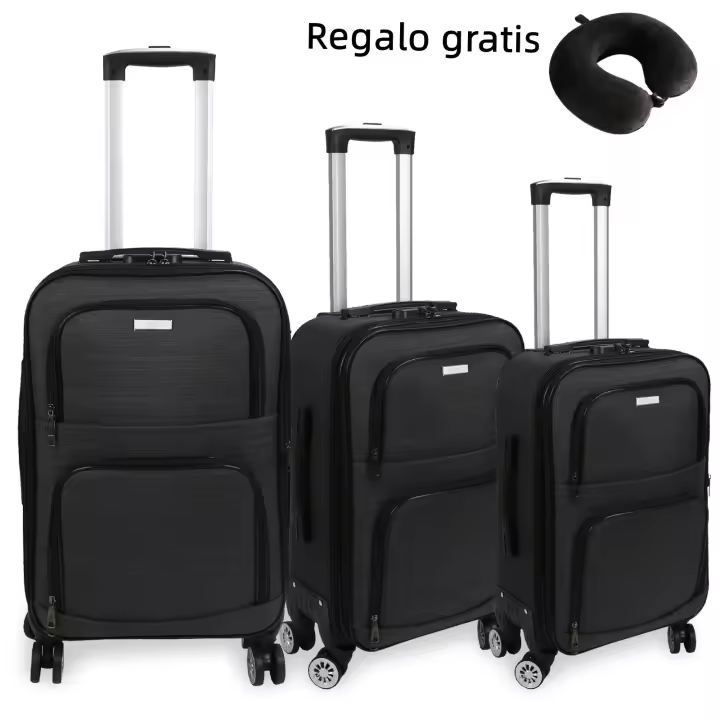 S7 STAR Juego 3 Piezas Maletas Blandas Ampliable 20+24+28 Pulgadas , Set Maletas Telas Ligeras de Viaje, Cabina Trolley Extensible con 4 Ruedas Dobles Giratorias 360, Equipaje Expandible Asa Telescópica Gran Capacidad,consigue un regalo gratis - 1