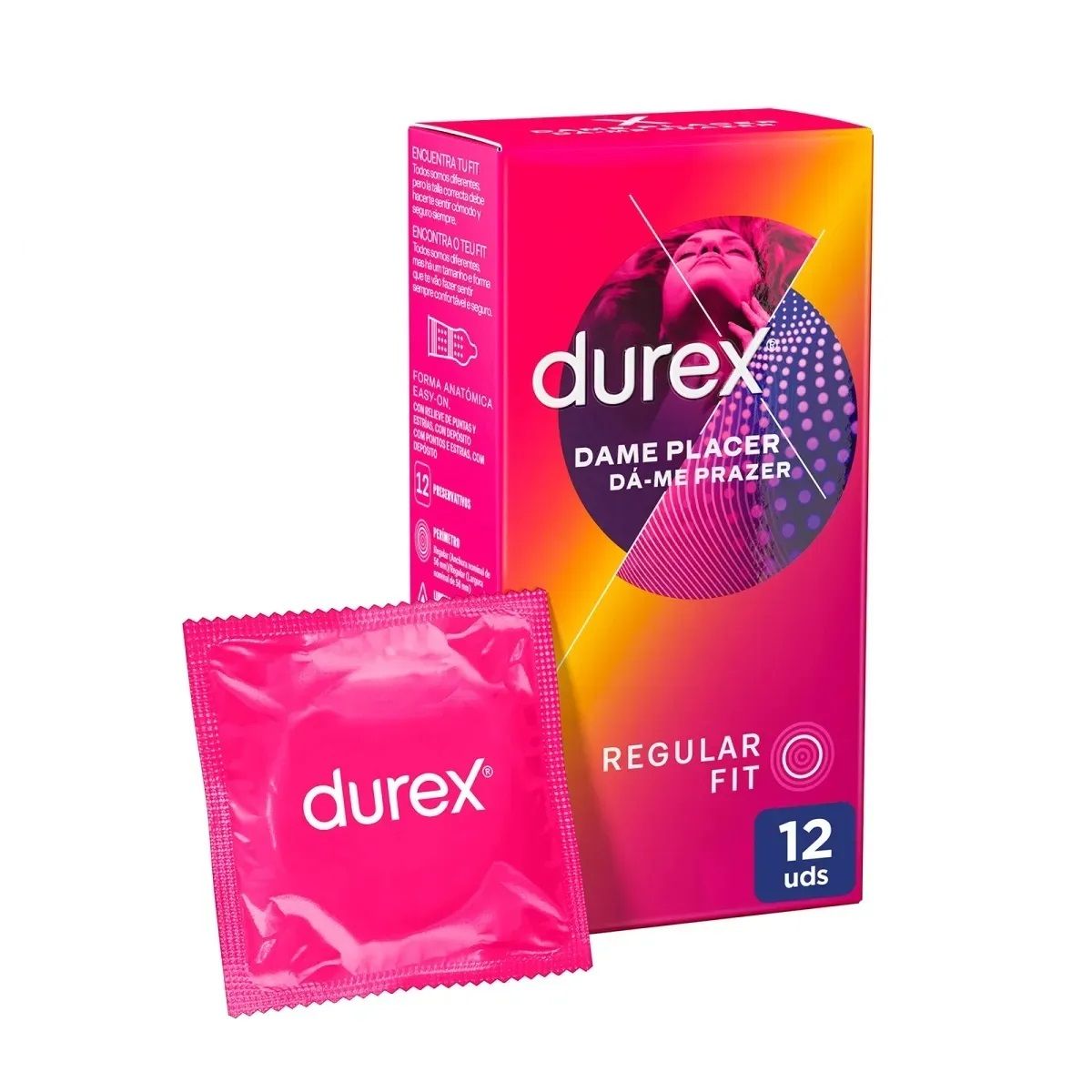 Durex - Preservativos Dame Placer para Mayor Sensación, Pack 12 Condones, Sexo Seguro
