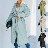 Abrigo De Trench Largo Para Mujer Con Doble Botón Y Cinturón Estilo Clásico Manga Larga Impermeable Con Bolsillos Cierre Único - details 5