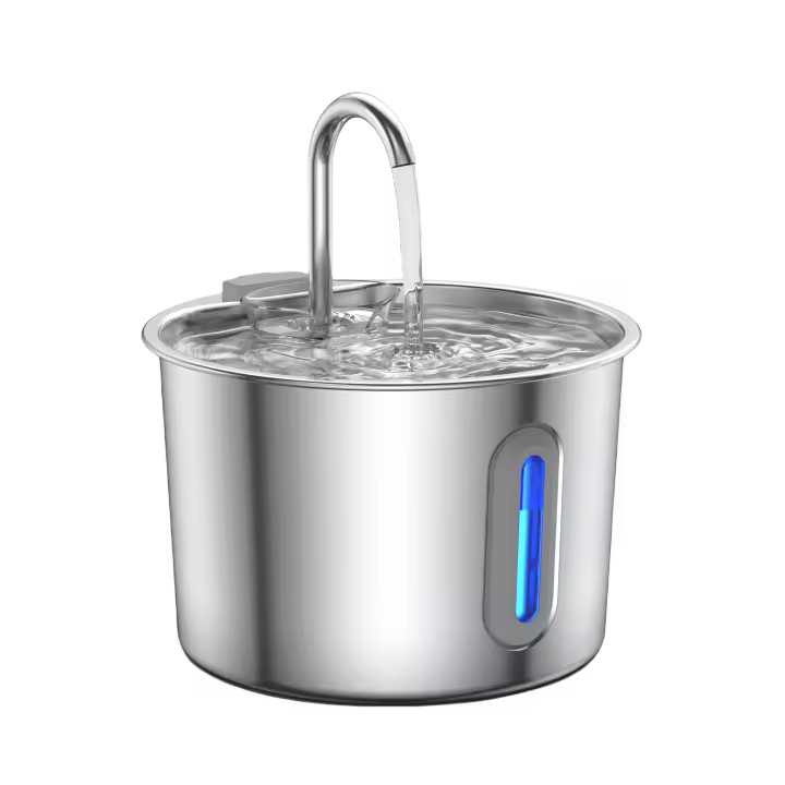 Fuente De Agua Automática Para Gatos Y Perros 2.2L Ultra Silenciosa Con Fuente De Alimentación USB Acero Inoxidable Durable Para Mascotas De Interior - 1