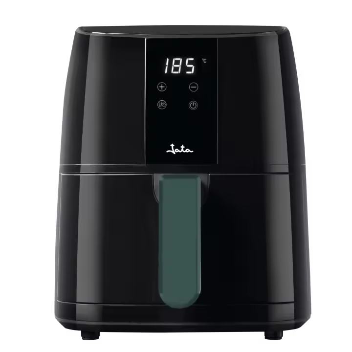 JATA Freidora de aire sin aceite de 4 litros. Panel de control digital. Temperatura máxima de 200º y temporizador de 60 minutos. Cestillo y rejilla antiadherentes. Fácil limpieza - JEFR1226 - 1