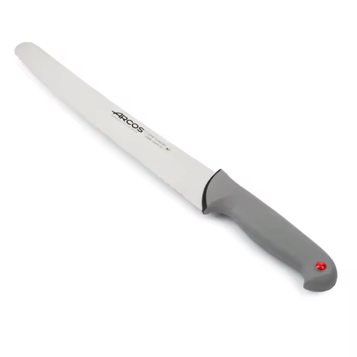 Arcos Cuchillo Pastelero Hoja Serrada Acero Inoxidable Nitrum 250 mm - Mango Ergonómico Antideslizante - Resistente a Temperaturas Extremas - Serie Colour Prof - 1