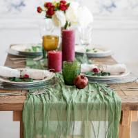Corredor De Mesa Semi Transparente De Gauze Para Boda Fiesta De Cumpleaños Baile De Primavera Navidad Decoración De Banquete - details 42