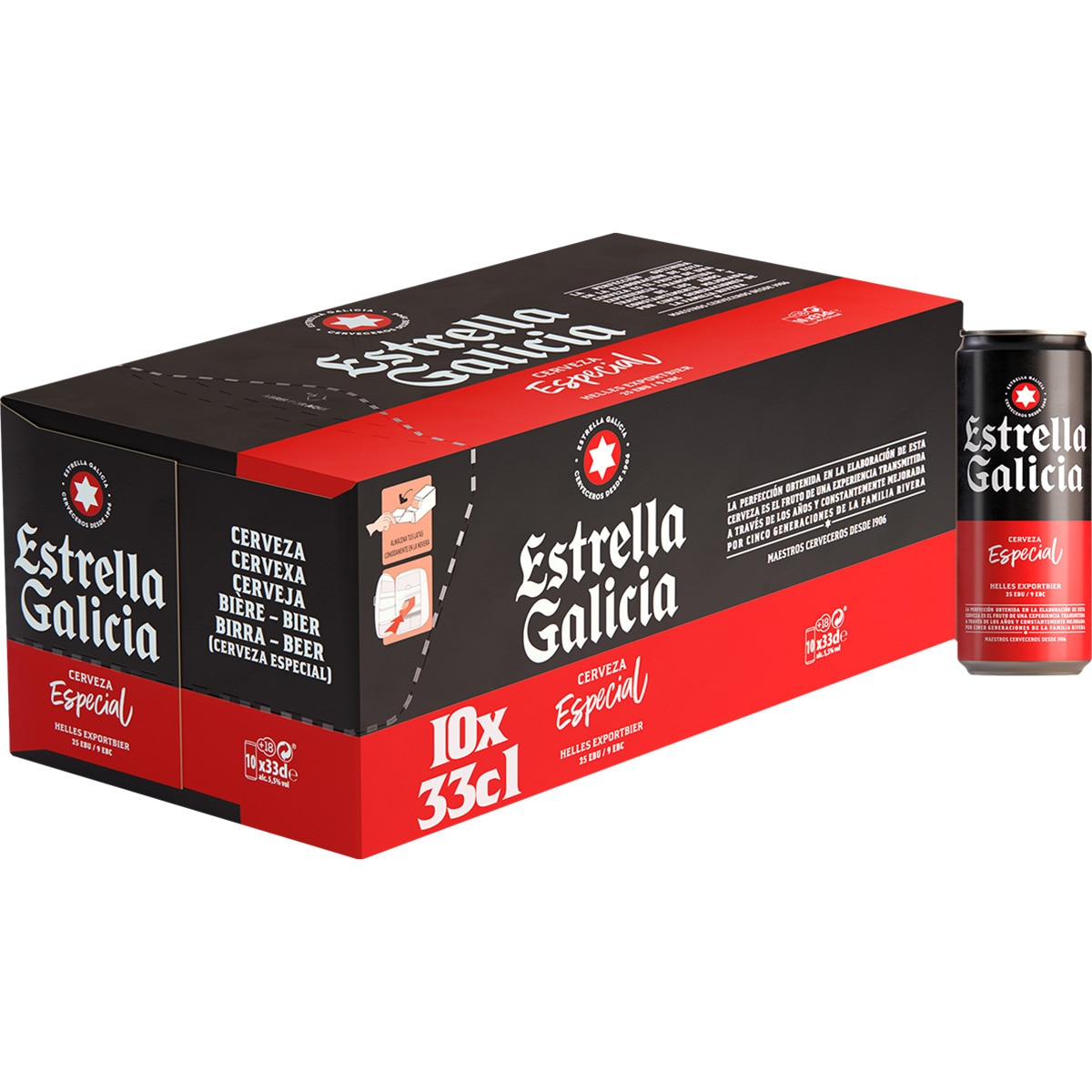ESTRELLA GALICIA Cerveza rubia especial 3pack 30latas 33 cl